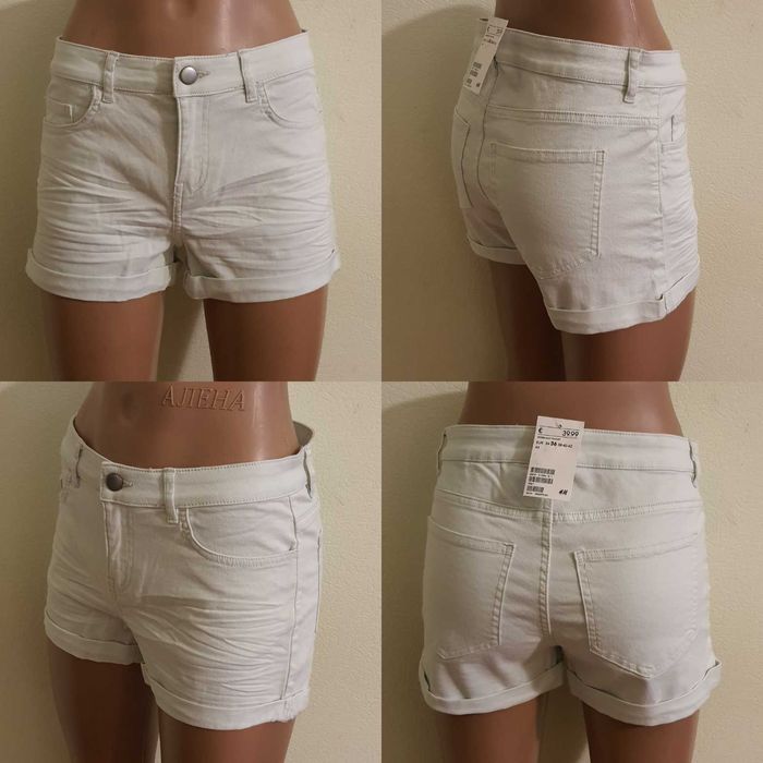 Короткие 5-карманные стрейчевые джинсовые шорты H&M 32-36EU 38-42 р