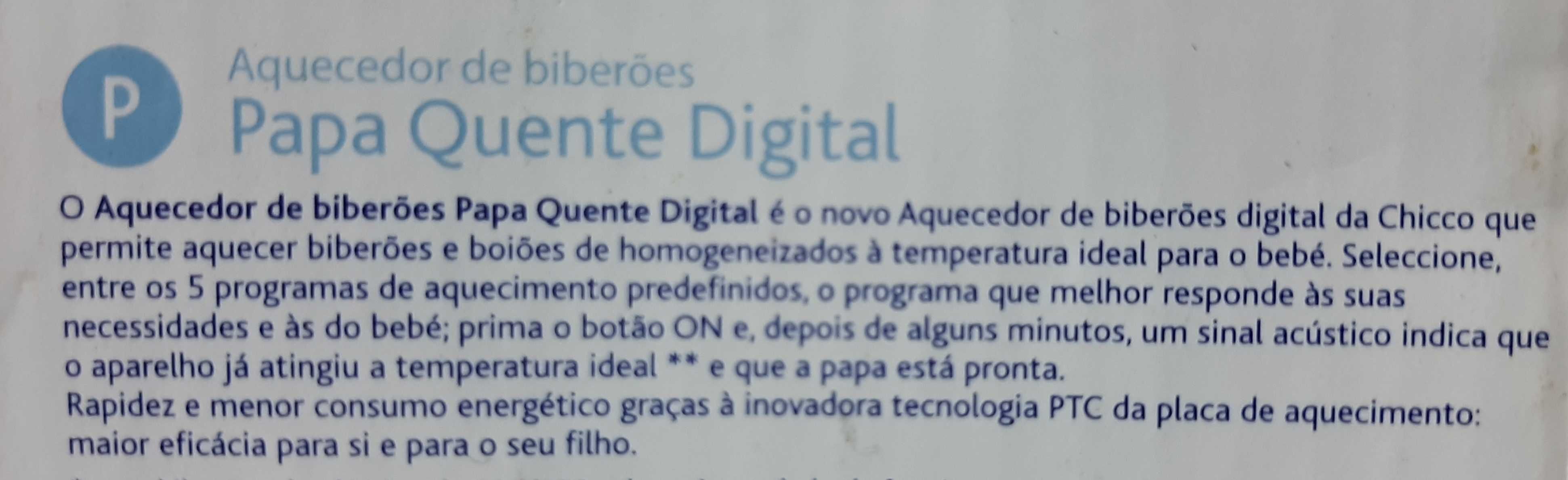 Aquecedor de biberões/frascos de papa Chicco