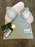 Emporio Armani klapki różowe 36 slipper pvc all over logo z napisem