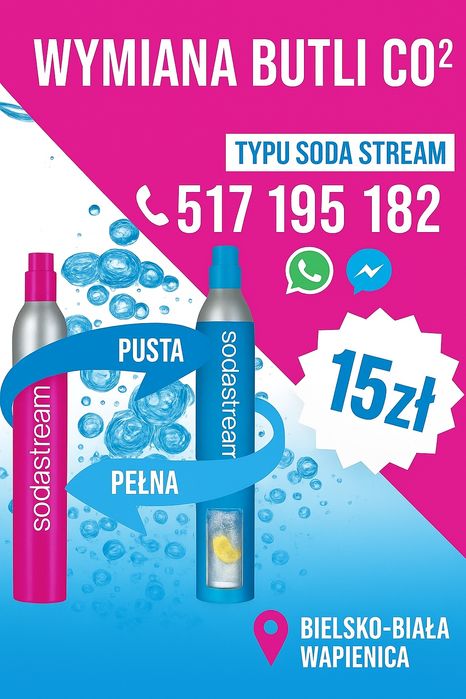 Wymiana butli typu soda stream cylinder twist & quick connect