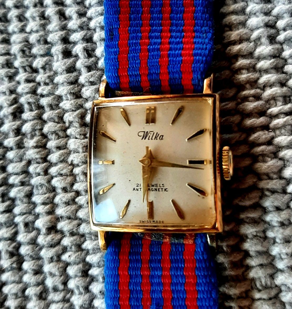 Stary ręczny zegarek pozłacany Vintage nakręcany WILKA SWISS sprawny