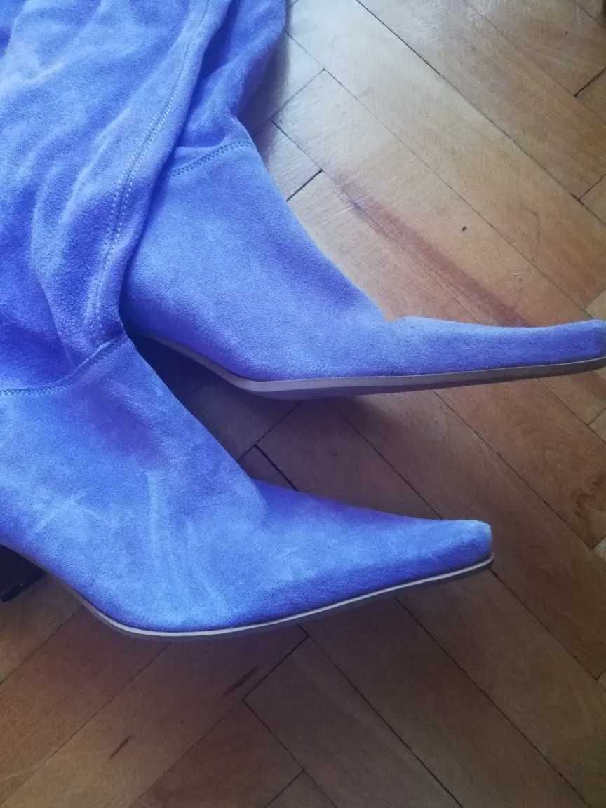 Kozaki damskie , skóra naturalna, zamsz , 39