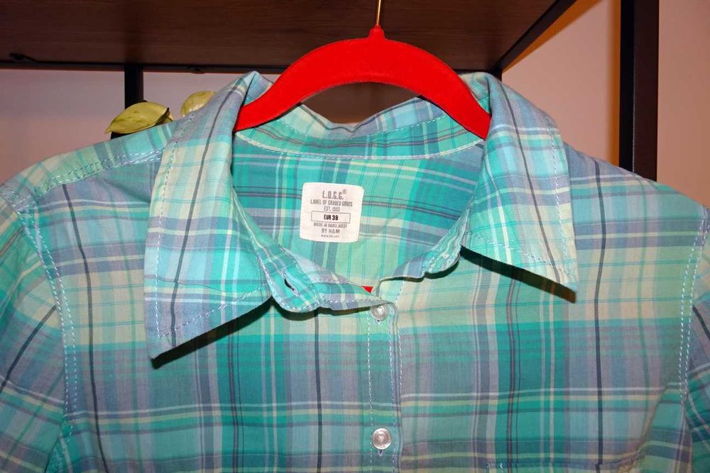 Koszula niebieska kratka H&M 38 M