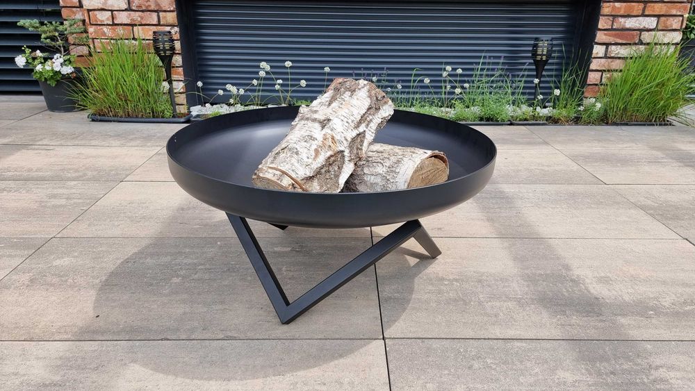 Solidne Duże  Palenisko ogrodowe Głębokie Czarne 100 cm Stalowe 3 mm