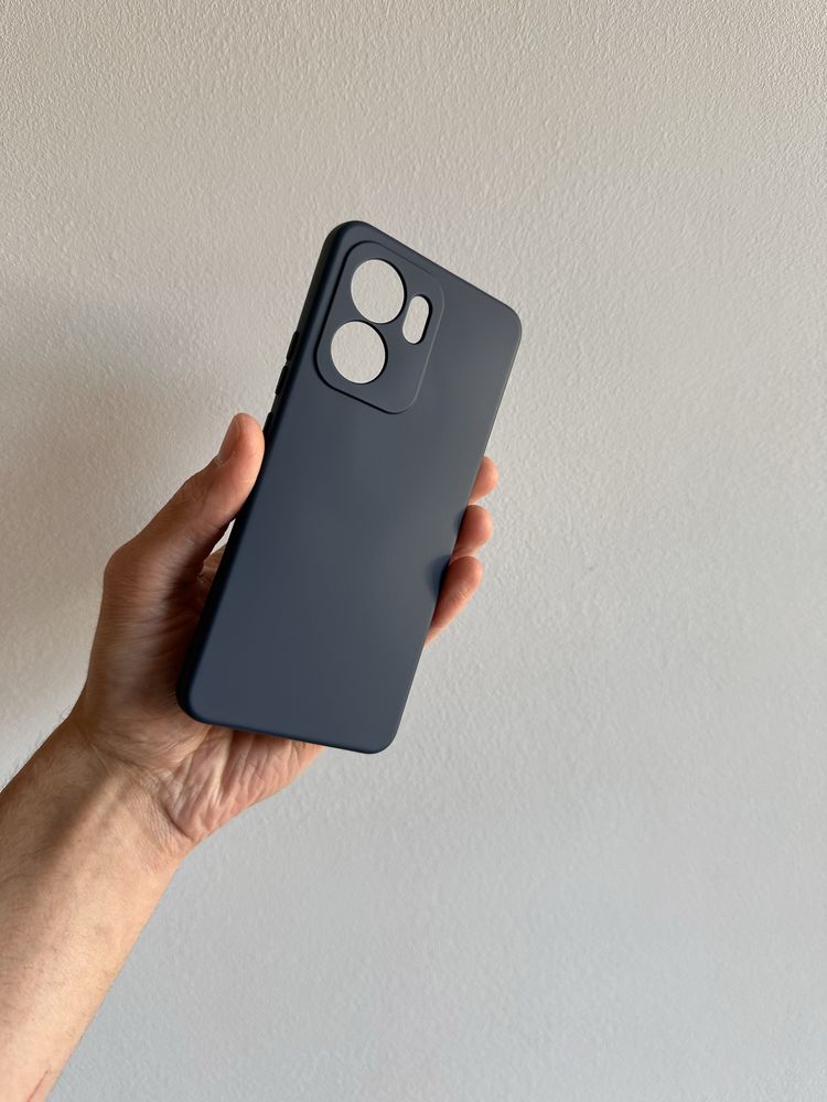 Etui silicon granatowe + SZKŁO cały ekran 9D do OPPO RENO 13F 5G