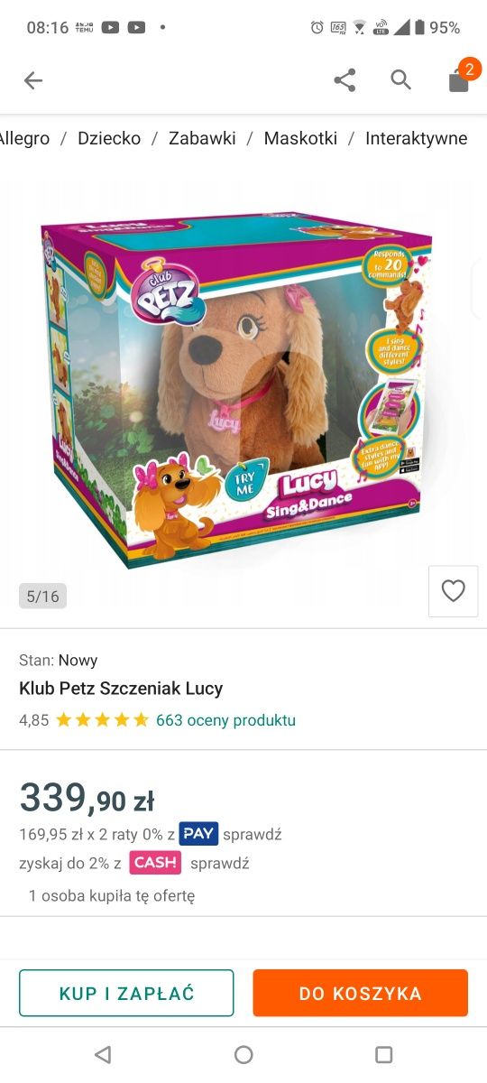 Interaktywny piesek Lucy