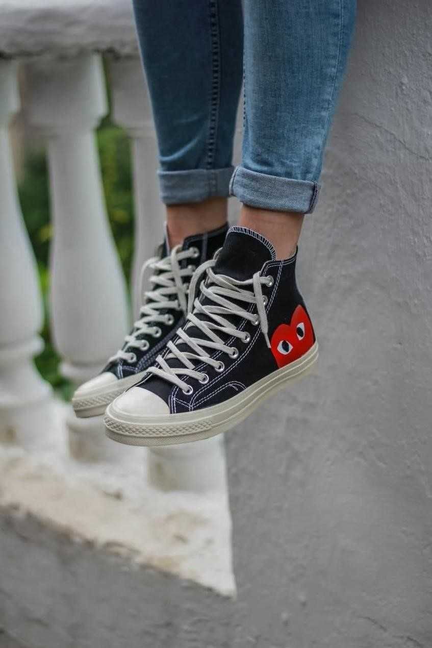 Жіночі кеди конверси високі олл стар чорні Converse Des Garcons