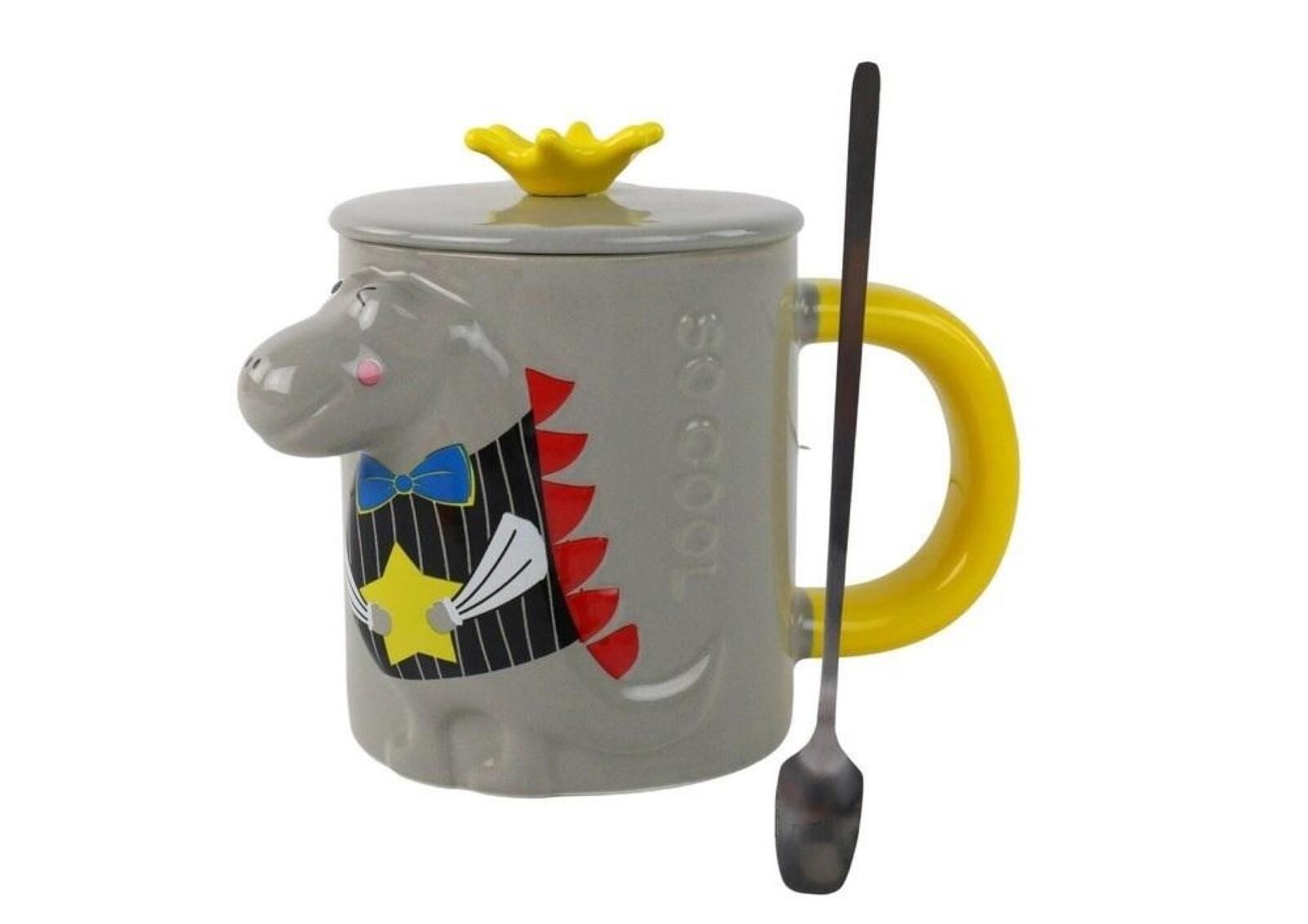Kubek Szary Dinozaur przykrywka 400ml oprawa: pudełko