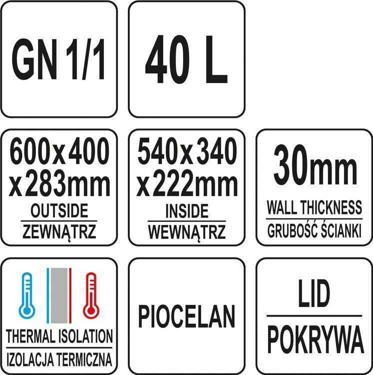 Pojemnik termoizolacyjny, cateringowy, czarny