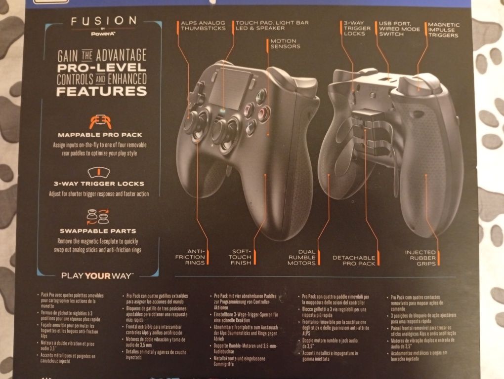 Comando PS4 Pro Fusion Power A wireless + acessórios + bolsa.
