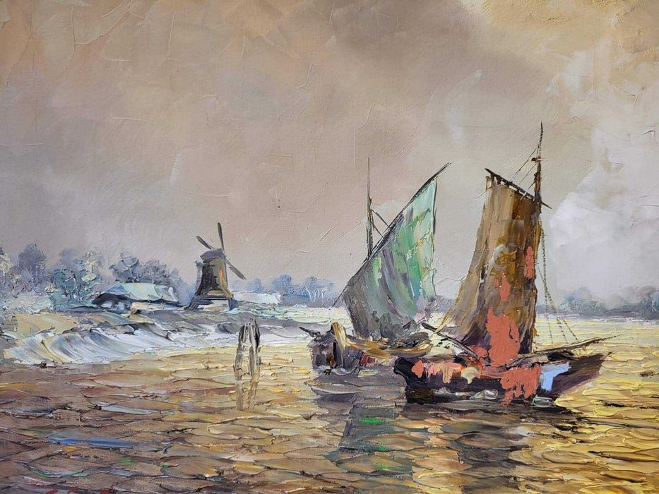 Obraz olejny na płótnie ŁODZIE W ZATOCE | CAROL SPREE *1907