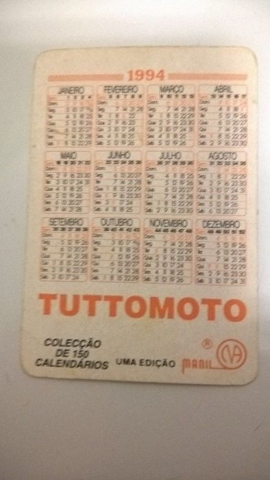 Calendário Moto Kawasaki de 1994 (portes incluídos)