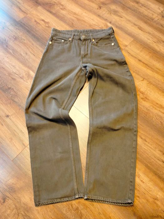 Spodnie baggy jeans 36 S brązowy szerokie nogawki