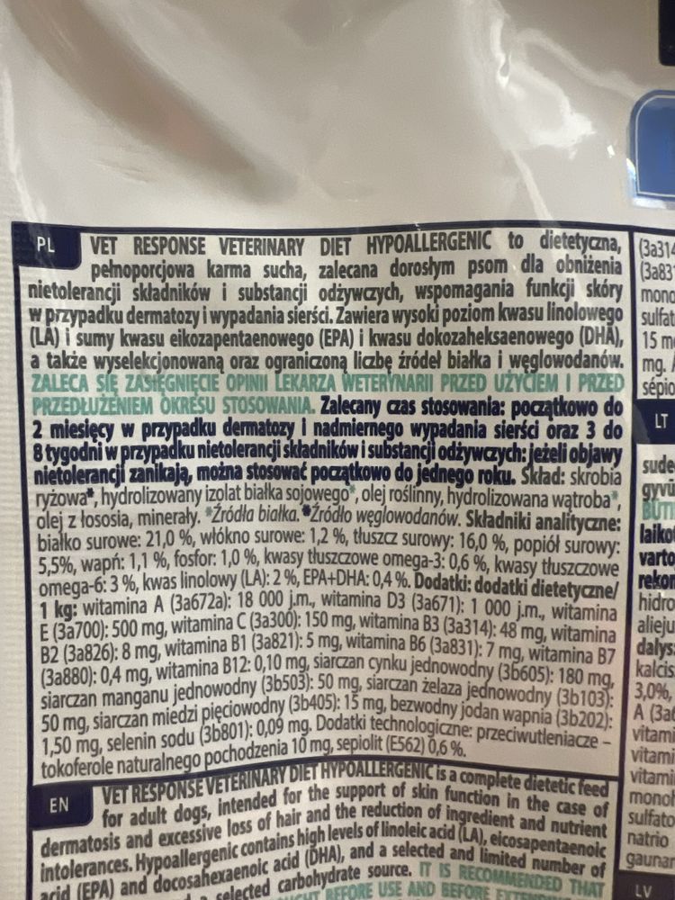 Karma dla psa Vet Response Hypoalergiczna