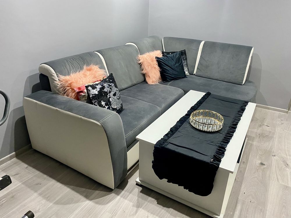 Sofa narożnik ahata szary nessi swietny stan pojemne