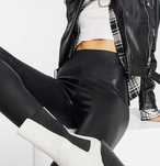 Czarne woskowane legginsy Topshop