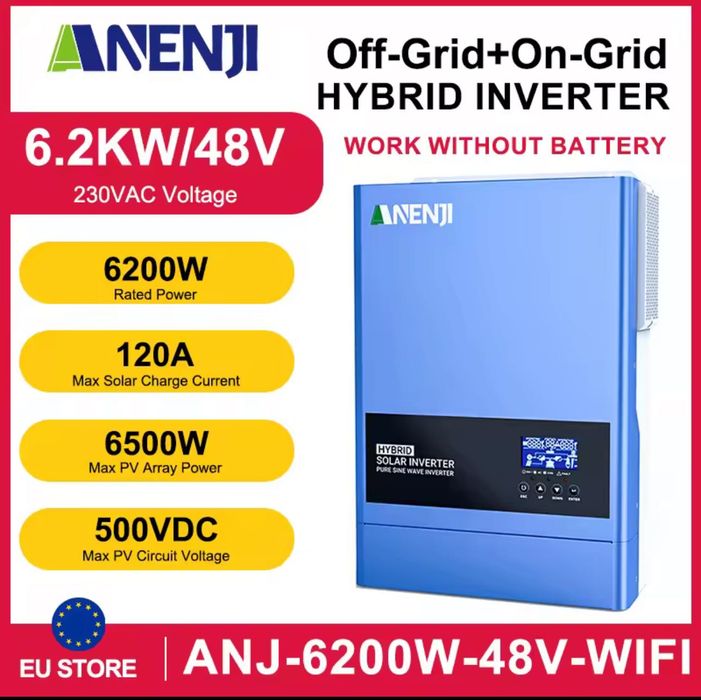 Гібридний інвертор ANENJI 6.2 kW / 48V — ON-GRID + OFF-GRID