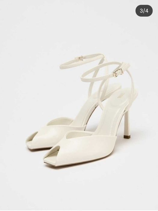 Buty zara r.38 kremowe czółenka/sandały