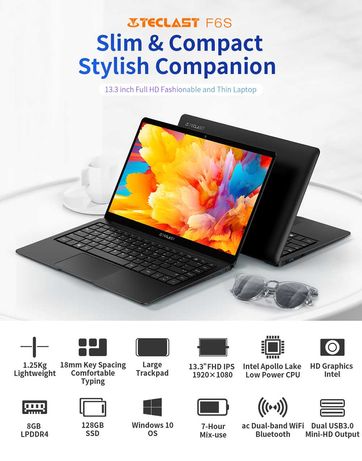 Новый ноутбук Teclast F6s - 13.3"IPS/IntelN3350/8/128gB/Windows 10