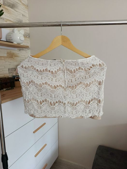 Biała, koronkowa spódniczka mini | rozmiar M Forever 21