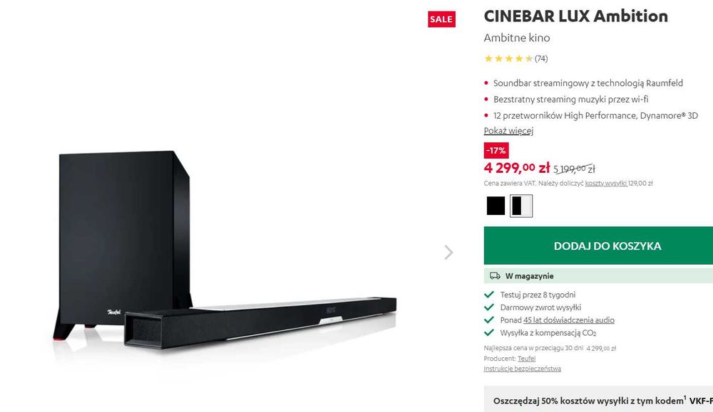 Zestaw Grający Soundbar Teufel CINEBAR LUX Ambition
