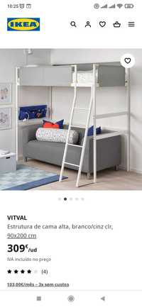 Cama alta branca do IKEA - Vitvval
