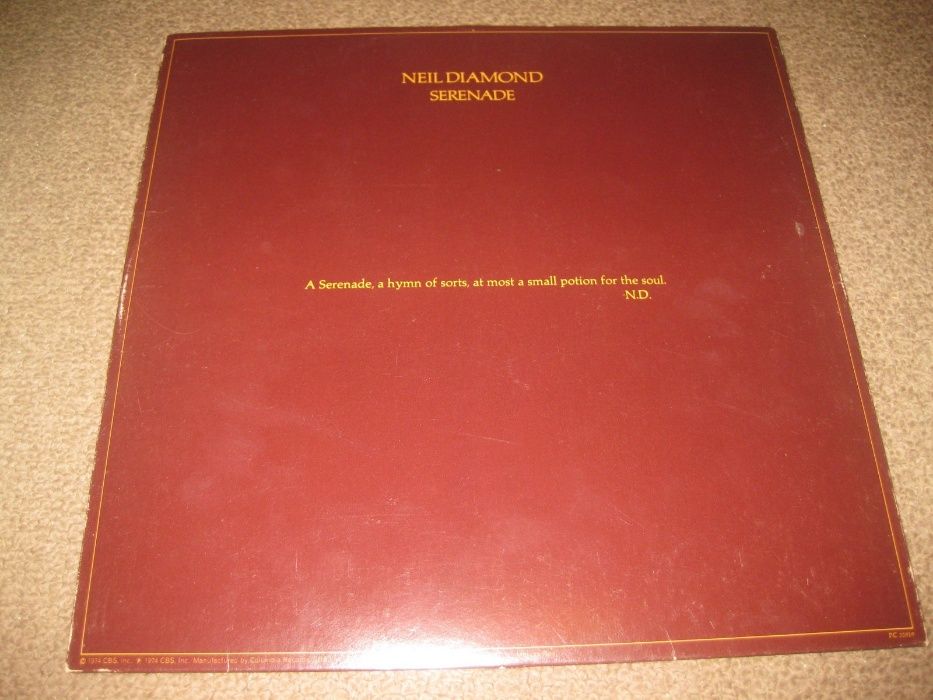 Disco em Vinil LP 33 rpm do Neil Diamond “Serenade”