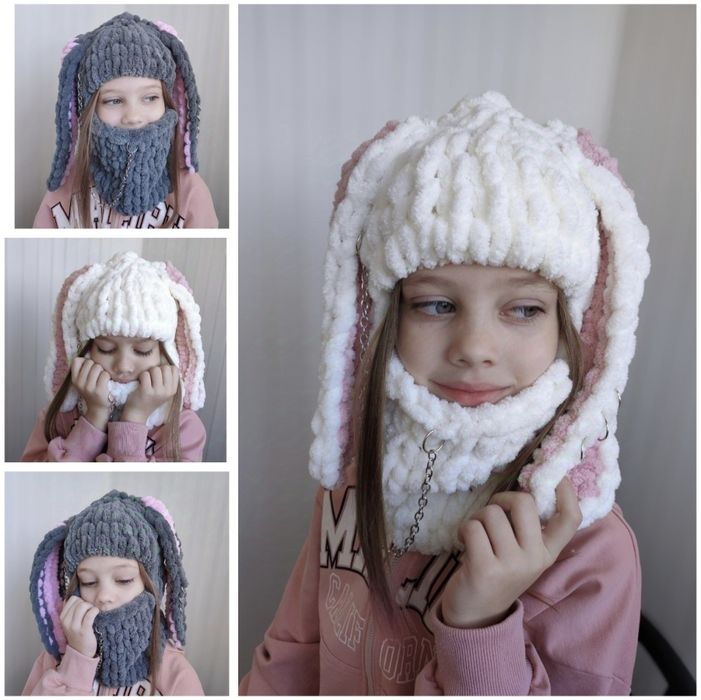 Балаклава плюшева з вушками дитяча /доросла