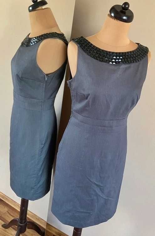 Hm 40 42 sukienka midi szara modna okazje basic xl l