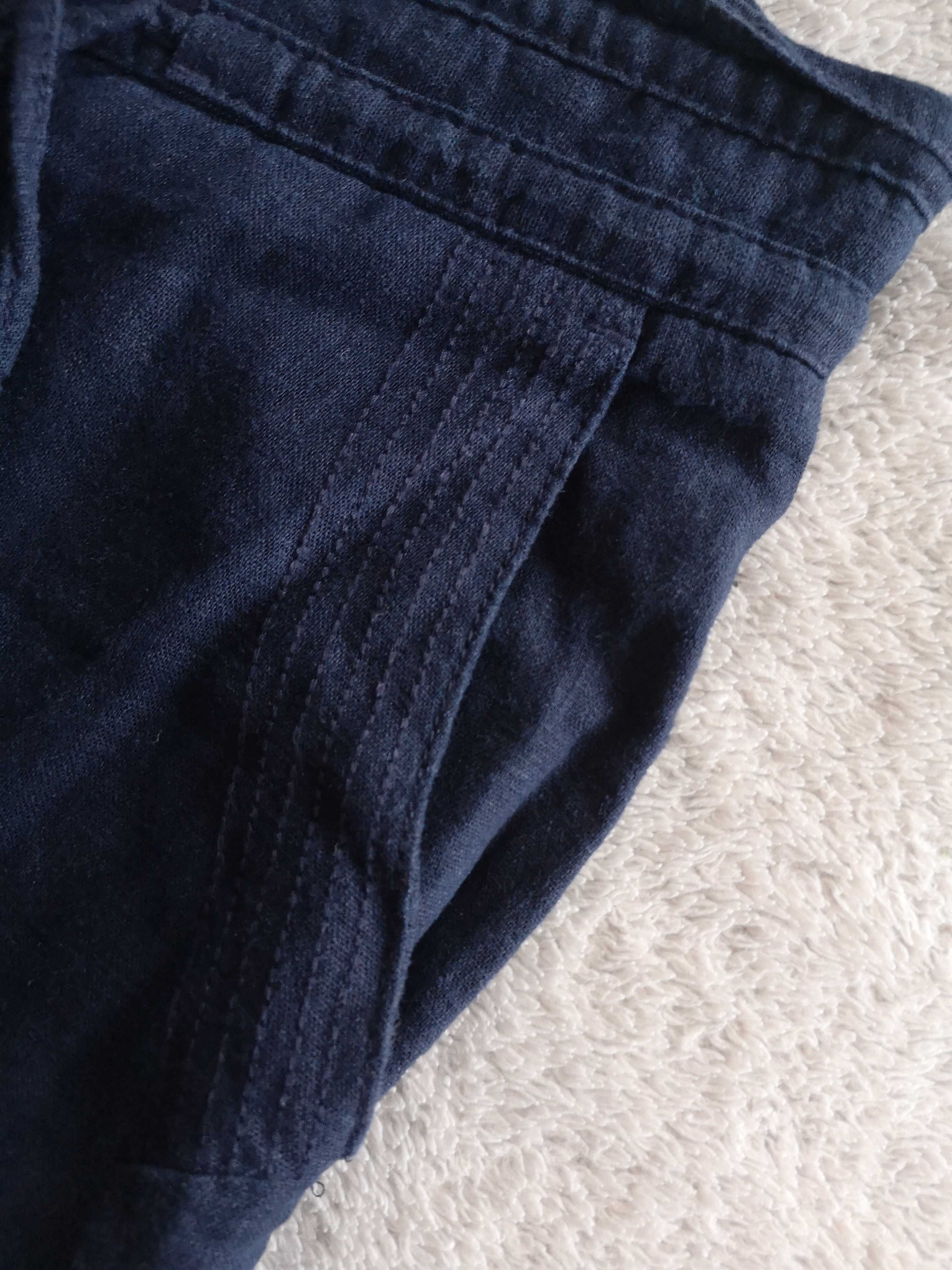 Granatowe lniane eleganckie spodnie Next Parallel Petite 34 jak nowe