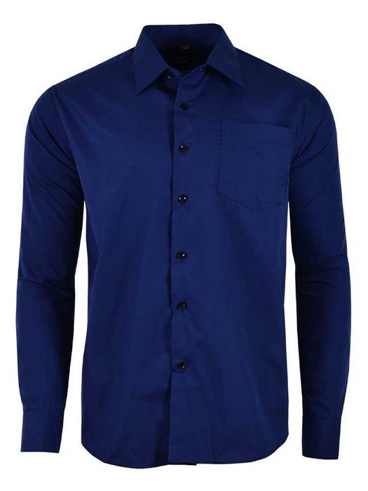 Koszula męska gładka granatowa długi rękaw 51/52 7XL
