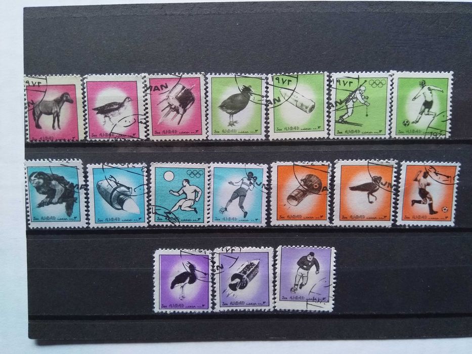 A 180a. Znaczki Ajman 17 szt każdy inny