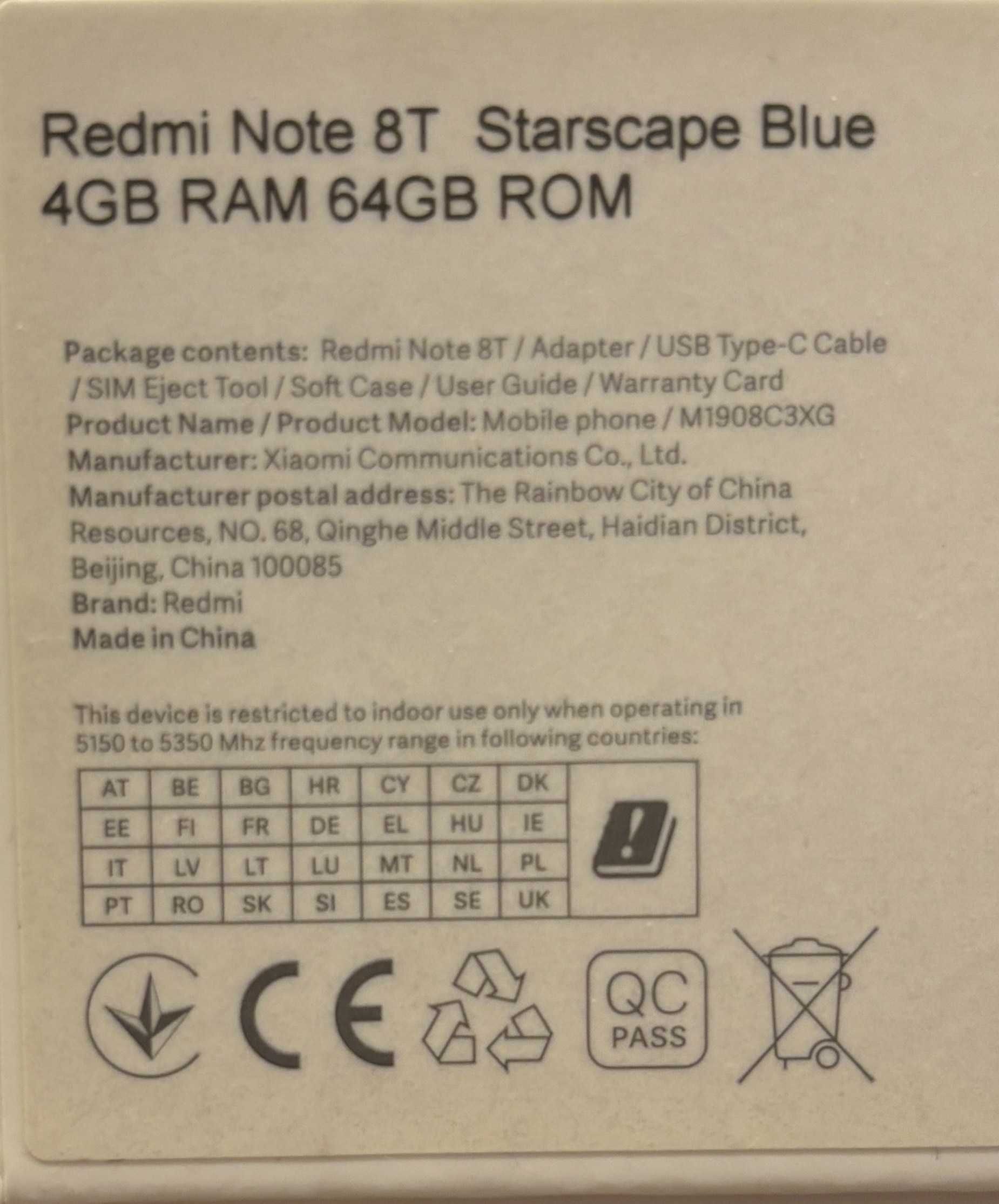 Redmi Note 8T Starscape Blue 4GB RAM 64GB