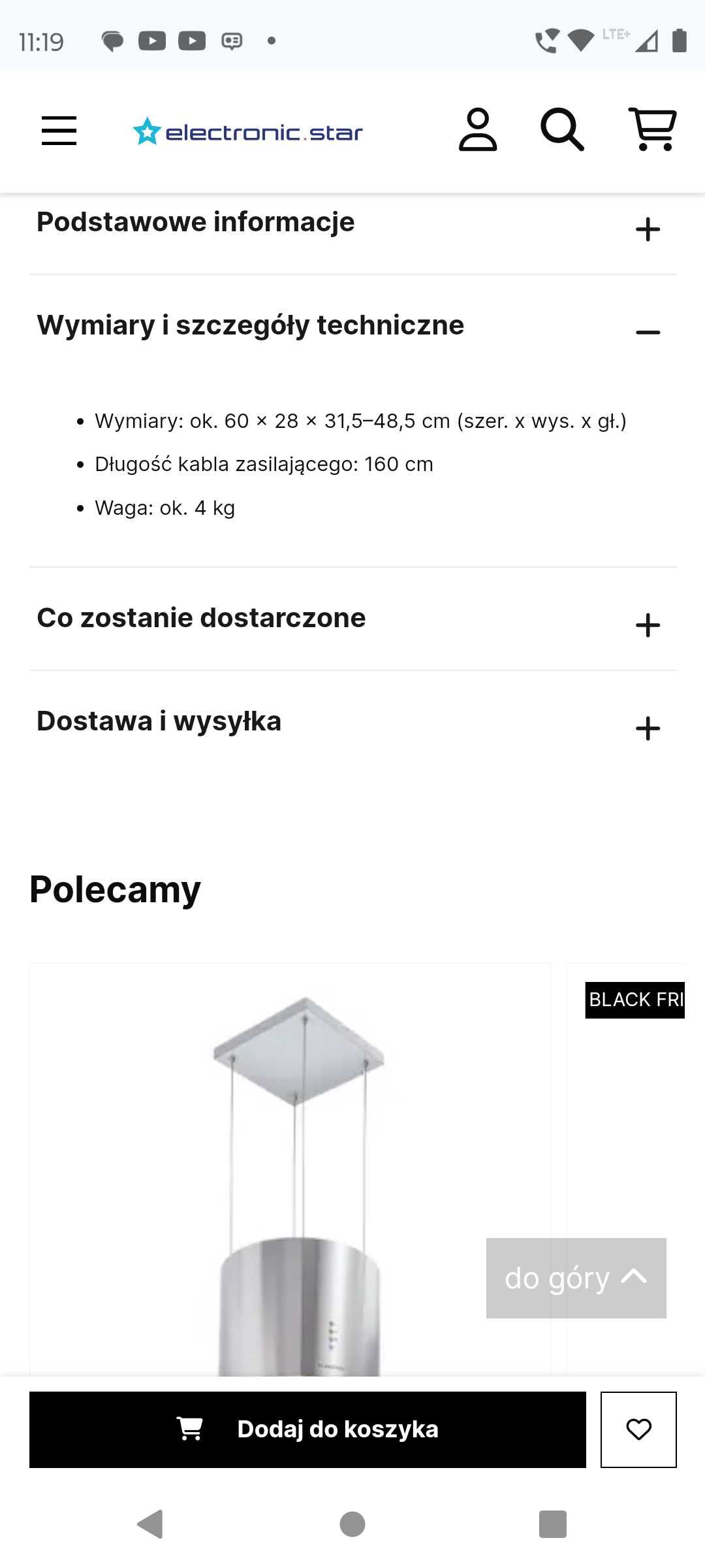 Okap teleskopowy podszafkowy Klarstein mocny