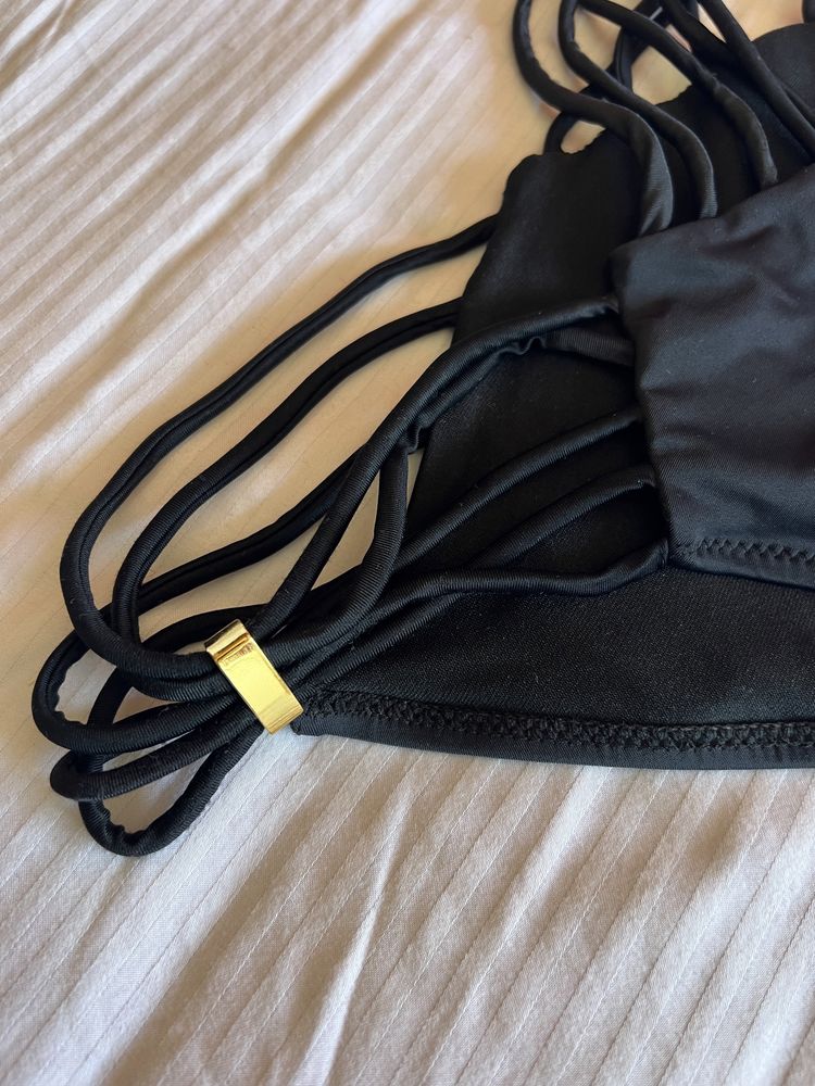 Parte baixo bikini tanga preto com pormenor lateral