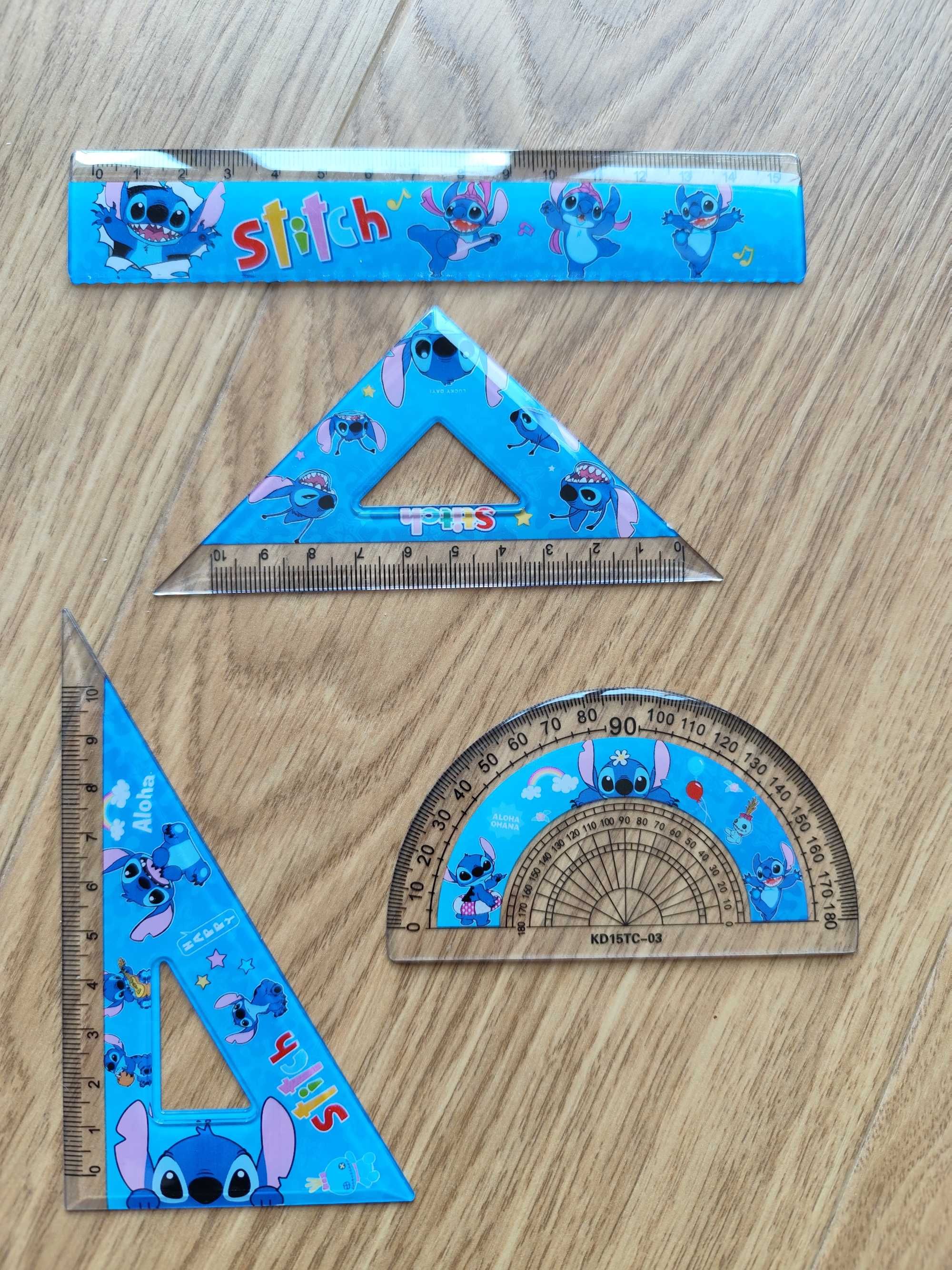 Zestaw do szkoły linijka ekierka kątomierz Stitch
