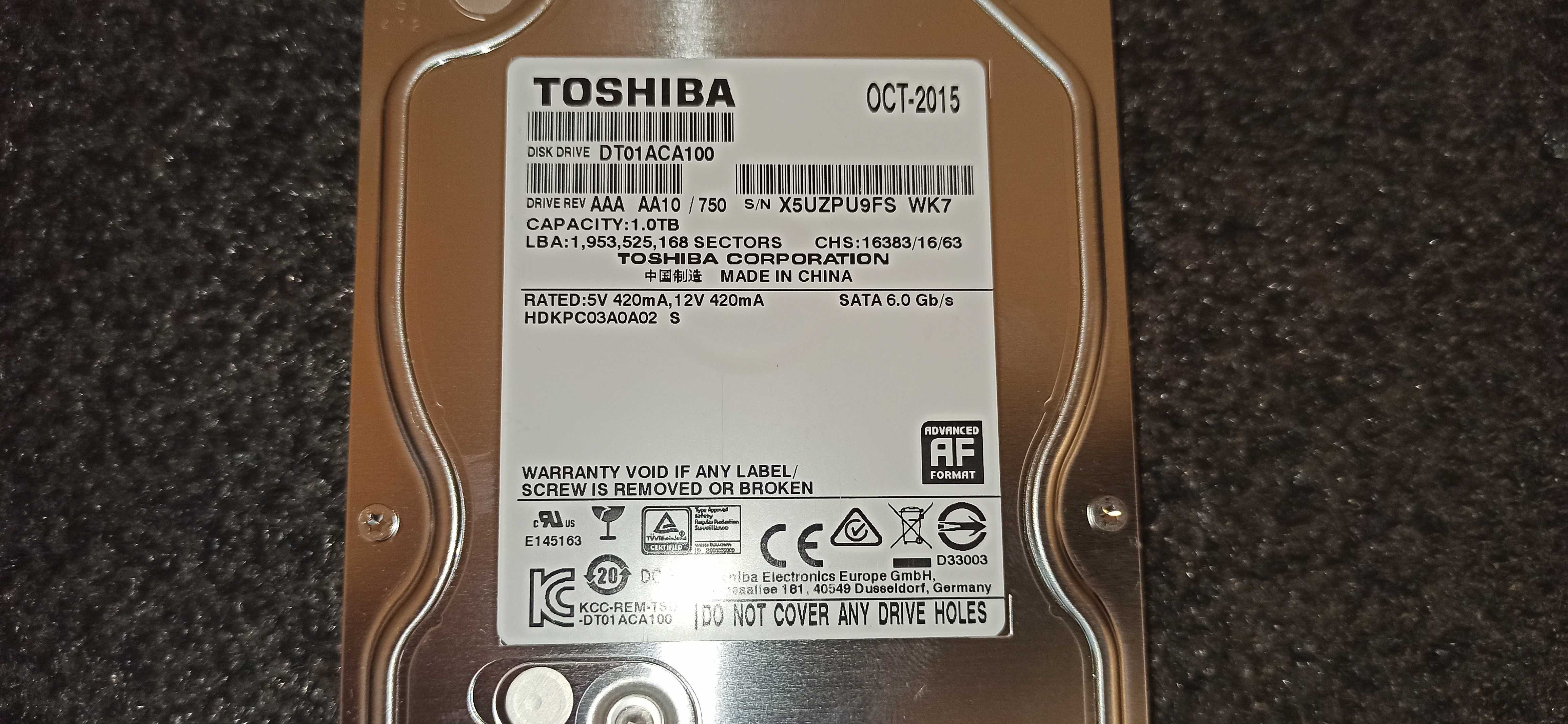 Жесткий диск Toshiba 1TB 7200rpm 32MB DT01ACA100 3.5 SATA III