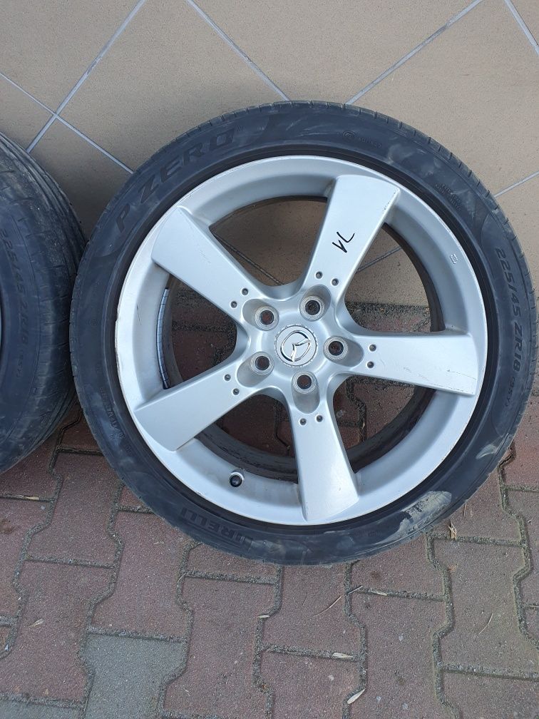 Oryginalne Felgi 18" Mazda RX8 5x114.3 ET50 +225.45.18 Pirelli