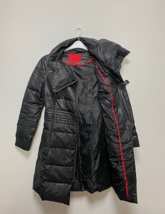 Пуховик mango чорний теплий, куртка, пальто подовжене