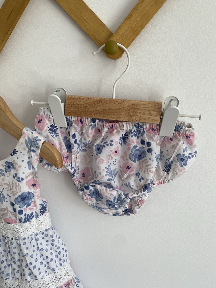 Sukienka jak newbie bloomersy 80 letnia niebiesko różowa kwiaty