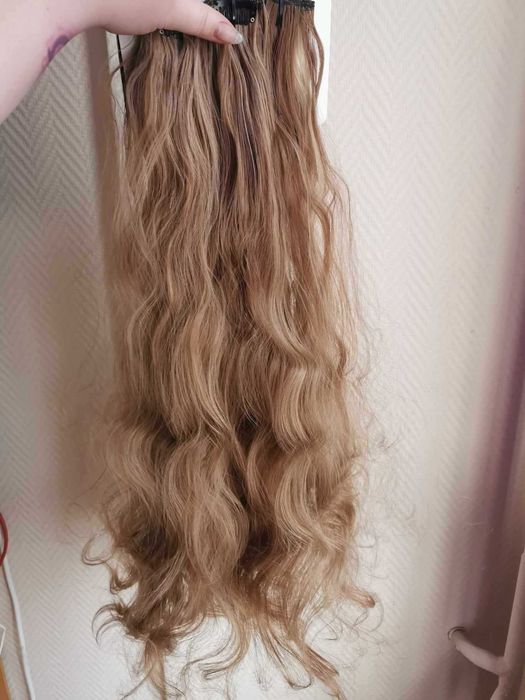 Doczepiane włosy clip in 65 cm pasma orzechowy brąz