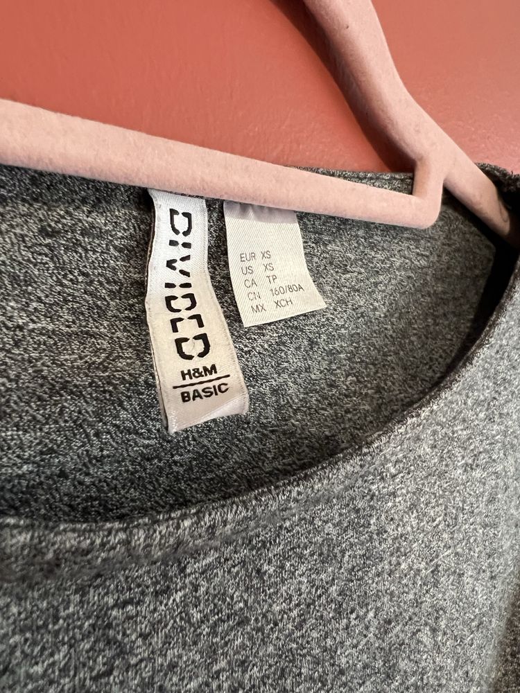 bluzka crop top szary grafitowy długi rękaw H&M Basic Divided XS