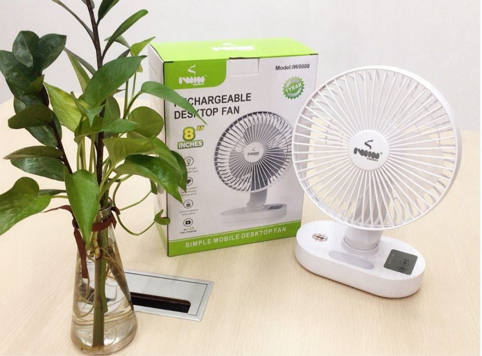 Бездротовий міні-вентилятор на акумуляторі IW8008 USB LED 3000mAh