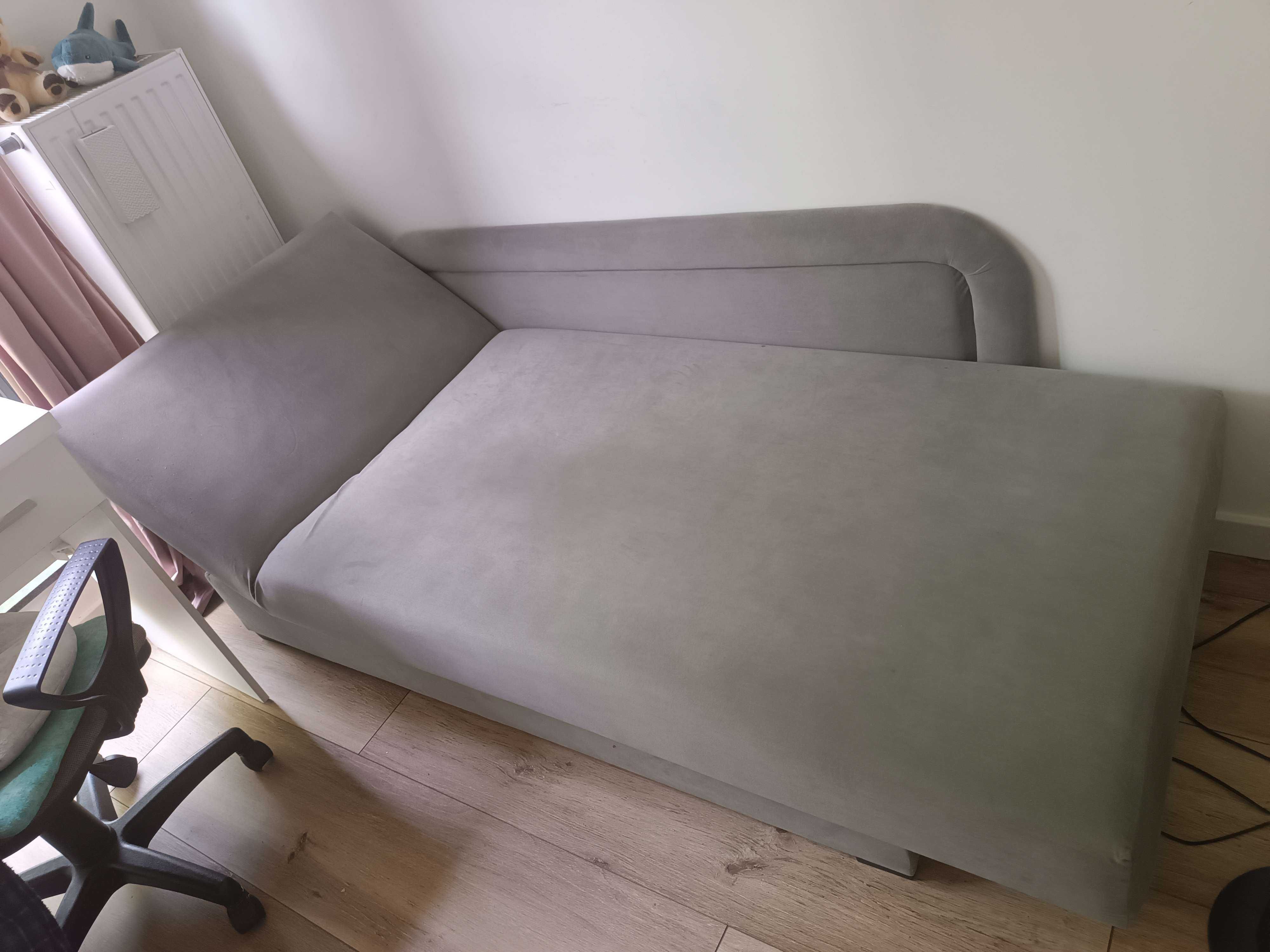 Łóżko tapczan tapicerowany z pojemnikiem 80x200 Dawid Szare [lewy]