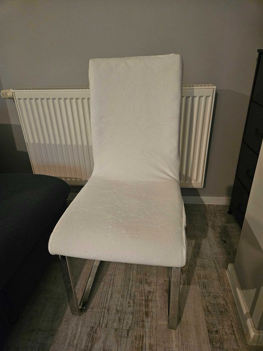 Pokrowce na krzesła miękkie welurowe białe 4 sztuki komplet