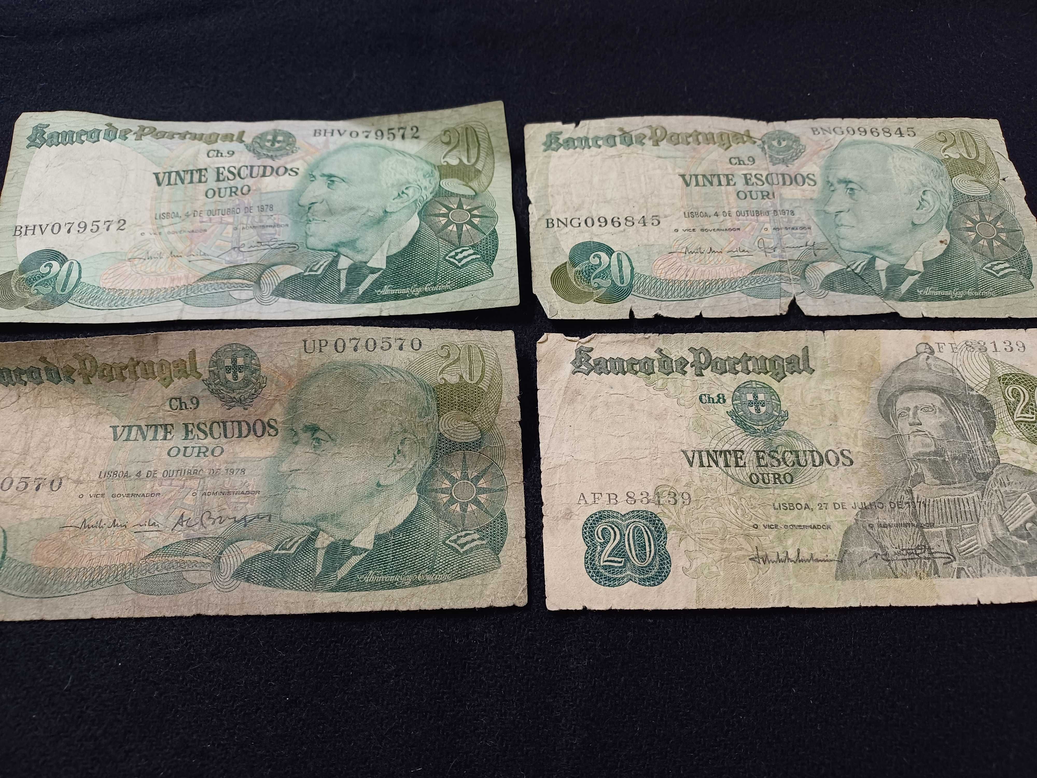 Notas de 20 escudos 4 unidades