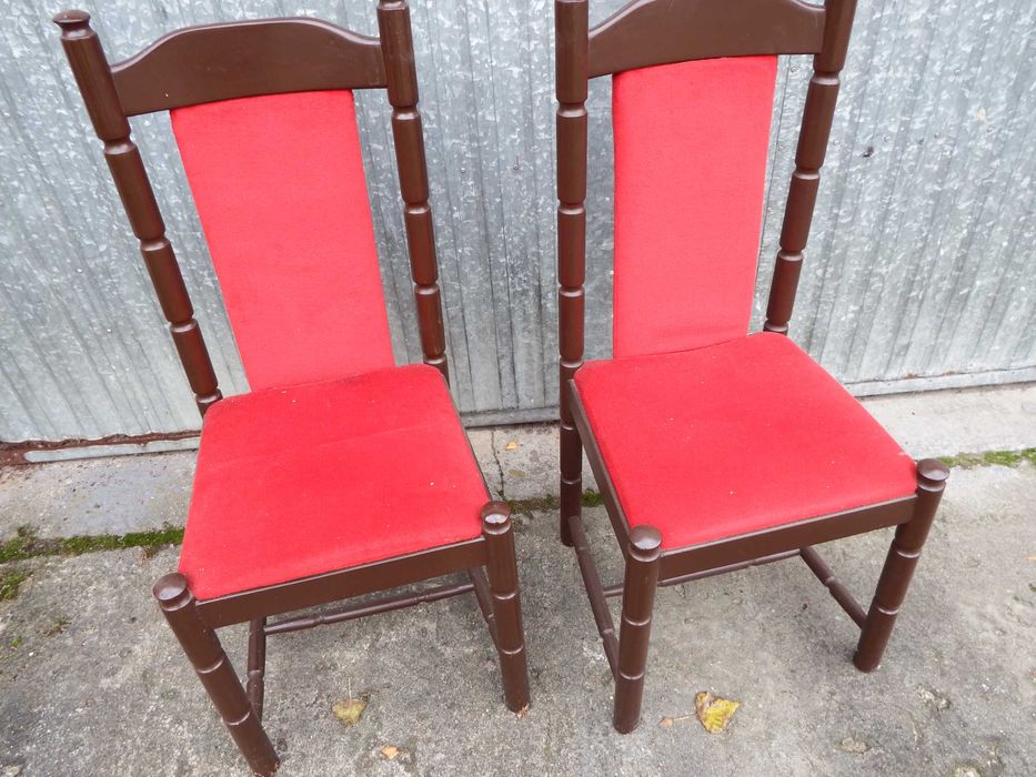 KRZESŁO tapicerowane PRL / drewno bukowe / stan BDB / 2 sztuki komplet