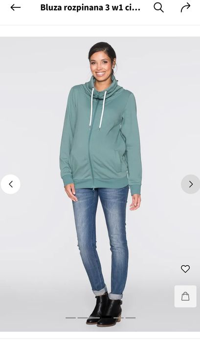Bluza rozpinana 3 w1 ciążowa, z wstawką na nosidełko niemowlęceBonprix