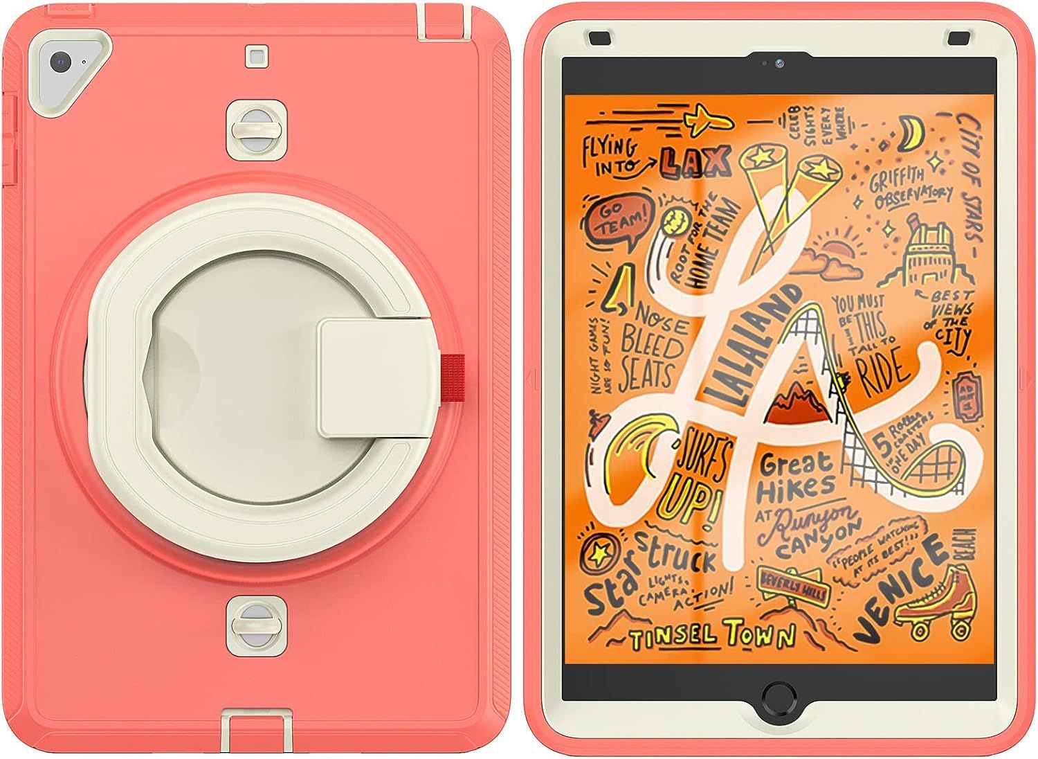 Etui do iPad Mini 5/4 7.9" Pancerne z Obrotową Podstawką Różowe