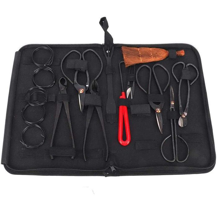 Садові інструменти бонсай 10 шт, вуглецева сталь, нейлоновий чохол